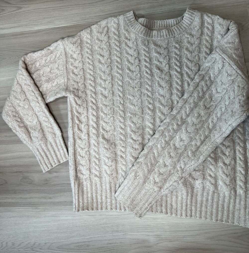 Joie Beige Cable Knit Pullover Sweater